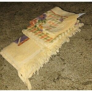 Vintage Towel Set of 3 Lady Pepperell Beige Purple Green Floral Washcloth